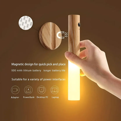 GlowBar™ Wooden Motion Sensor Night Light